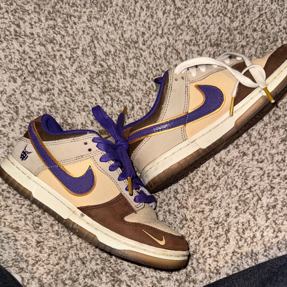 Nike court purple dunks Brown, Cream & Purple Low-Top Sneakers